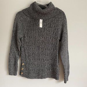 Talbots Petite Cable Sweater Cowl Neck NWT